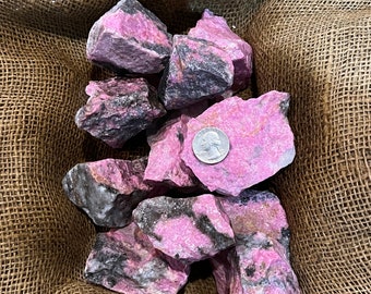 Summer Sale!! WHOLESALE Lots of PINK Rhodonite Rough (LARGE Size) + a Very Nice Free Faceted Gemstone (3 lbs, 5 lbs, or 11 lbs)