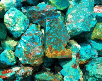 Big Sale!! Chrysocolla and Turquoise Rough  (1000 Carat Lot) Plus a Free Faceted Gemstone