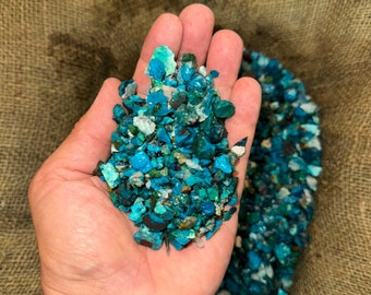 Big Sale!! Chrysocolla and Turquoise (TINY) Rough (500 Carats) Plus a Free Faceted Gemstone