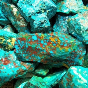 Summer Sale!! 2000 Carat Lots of Chrysocolla and Turquoise Rough Plus a Free Faceted Gemstone