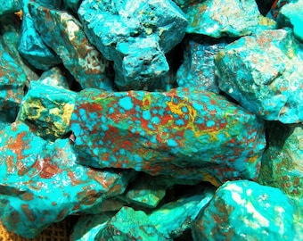 Summer Sale!! 2000 Carat Lots of Chrysocolla and Turquoise Rough Plus a Free Faceted Gemstone