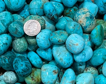 Summer Sale!! 1000 Carat Lots of (TUMBLED) Natural Turquoise (7 - 9 Tumbled Stones) + a Free Faceted Gemstone