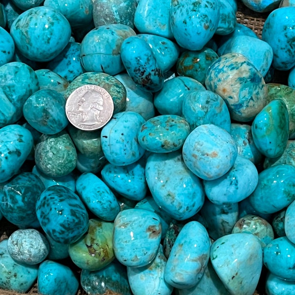 Winter Sale!! 1000 Carat Lots of (TUMBLED) Natural Turquoise (7 - 9 Tumbled Stones) + a Free Faceted Gemstone