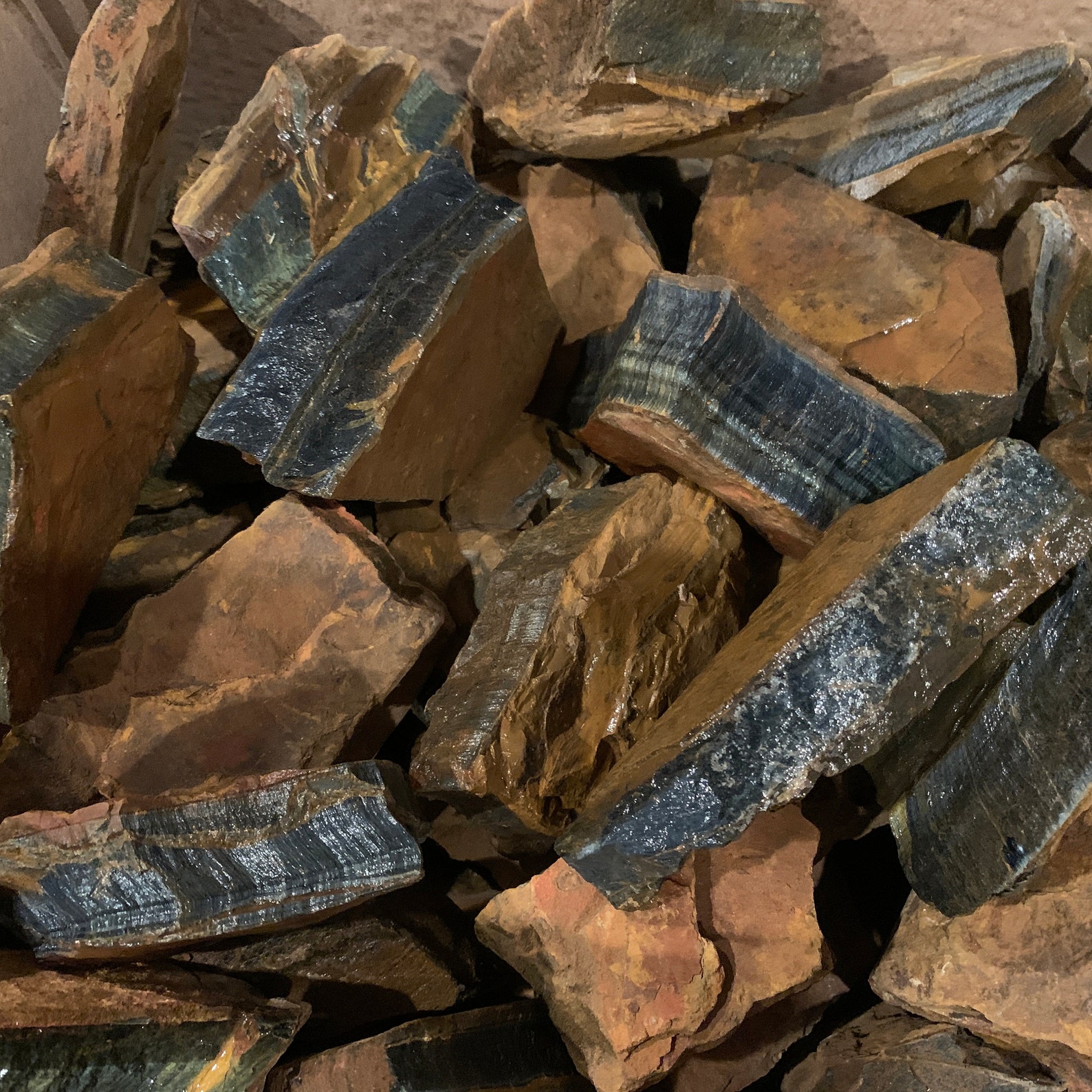 LARGE BLUE Tiger Eye Rough 10000 Carat Lot a FREE Faceted Etsy