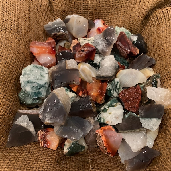 Summer Sale!! 1000 Carat Lots of Natural MIXED Agate Rough + A Free Faceted gemstone