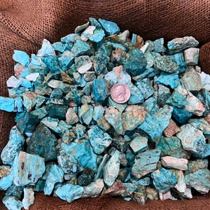 Big Sale!! 3000 Carat Lots of SMALL Natural Turquoise Rough + a Free Faceted Gemstone