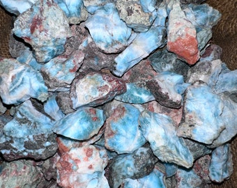 Big Sale!! Larimar Rough (1000 Carat Lot) + a Nice Free faceted Gemstone