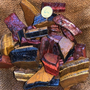 Summer Sale!! MIXED Tiger Eye Rough (Red, Blue, Gold) - 1000 Carat Lots + a Free Faceted Gemstone