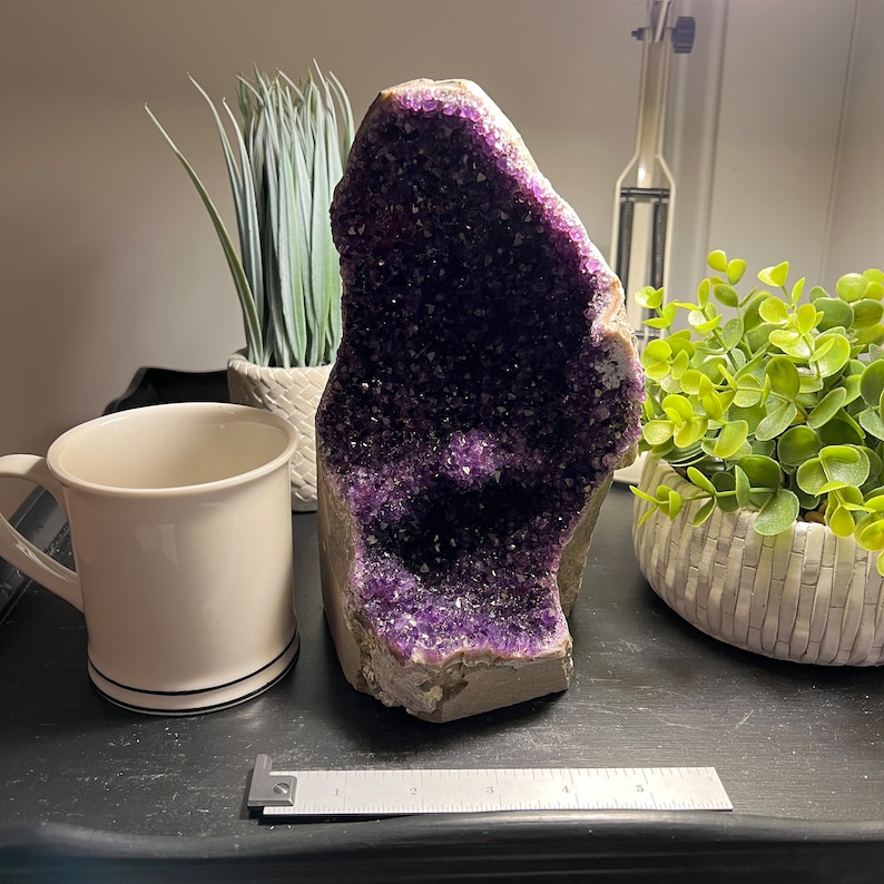 Halloween Sale Amethyst Cut Base Size 6 3.56 Lbs Amethyst Druze Geode