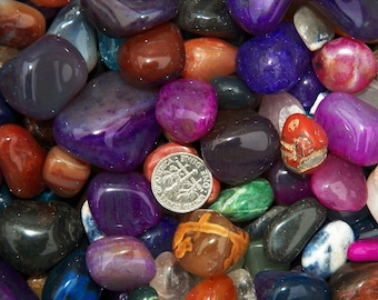 Summer Sale!! 1000 Carat Lots of Size 5 Tumbled Polished Gemstones + A Free Faceted Gemstone