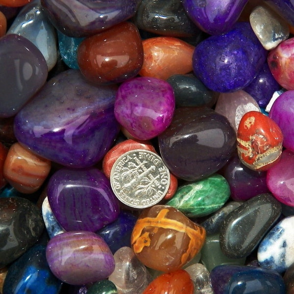 Summer Sale!! 1000 Carat Lots of Size 5 Tumbled Polished Gemstones + A Free Faceted Gemstone