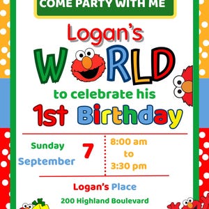 Elmo Birthday Invitation | Editable Sesame Street Party Invite | Colorful Kids Birthday | Instant Download