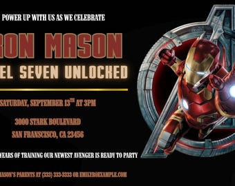 Iron Man Birthday Invitation | Avengers Superhero Party (Digital Invite)