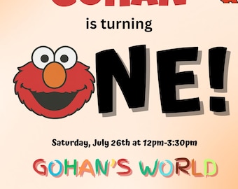 Elmo Birthday Invitation – Editable 1st Birthday Party Invite | Sesame Street Theme | Instant Download