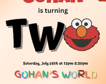 Elmo Birthday Invitation – Editable 2nd Birthday Party Invite | Sesame Street Theme | Instant Download