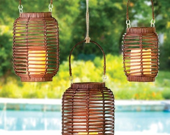 pics Rattan Hanging Lanterns Outdoor wicker lanterns etsy