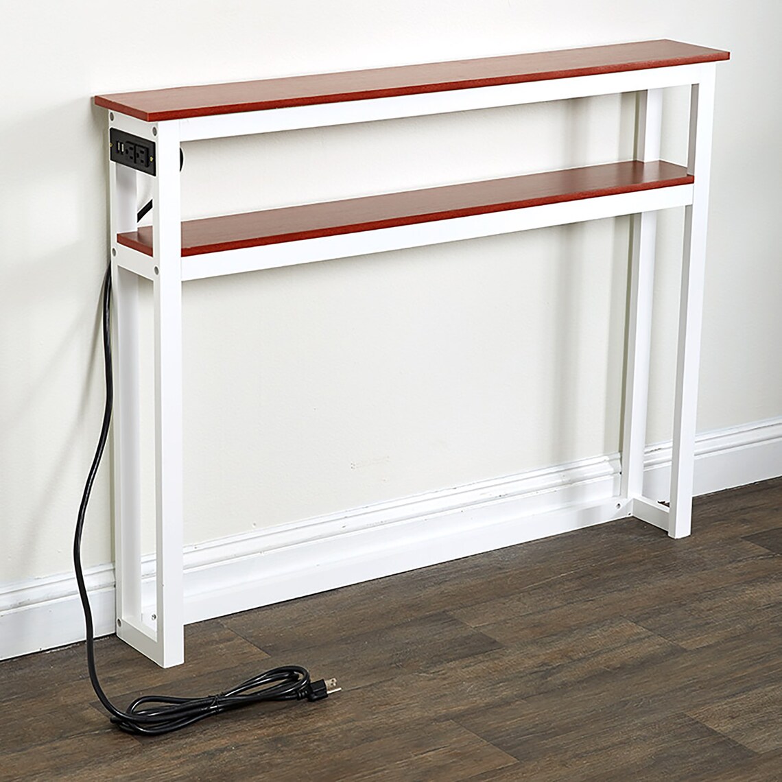 2Tier Skinny Sofa Table with Outlet USB Ports Behind Couch Etsy