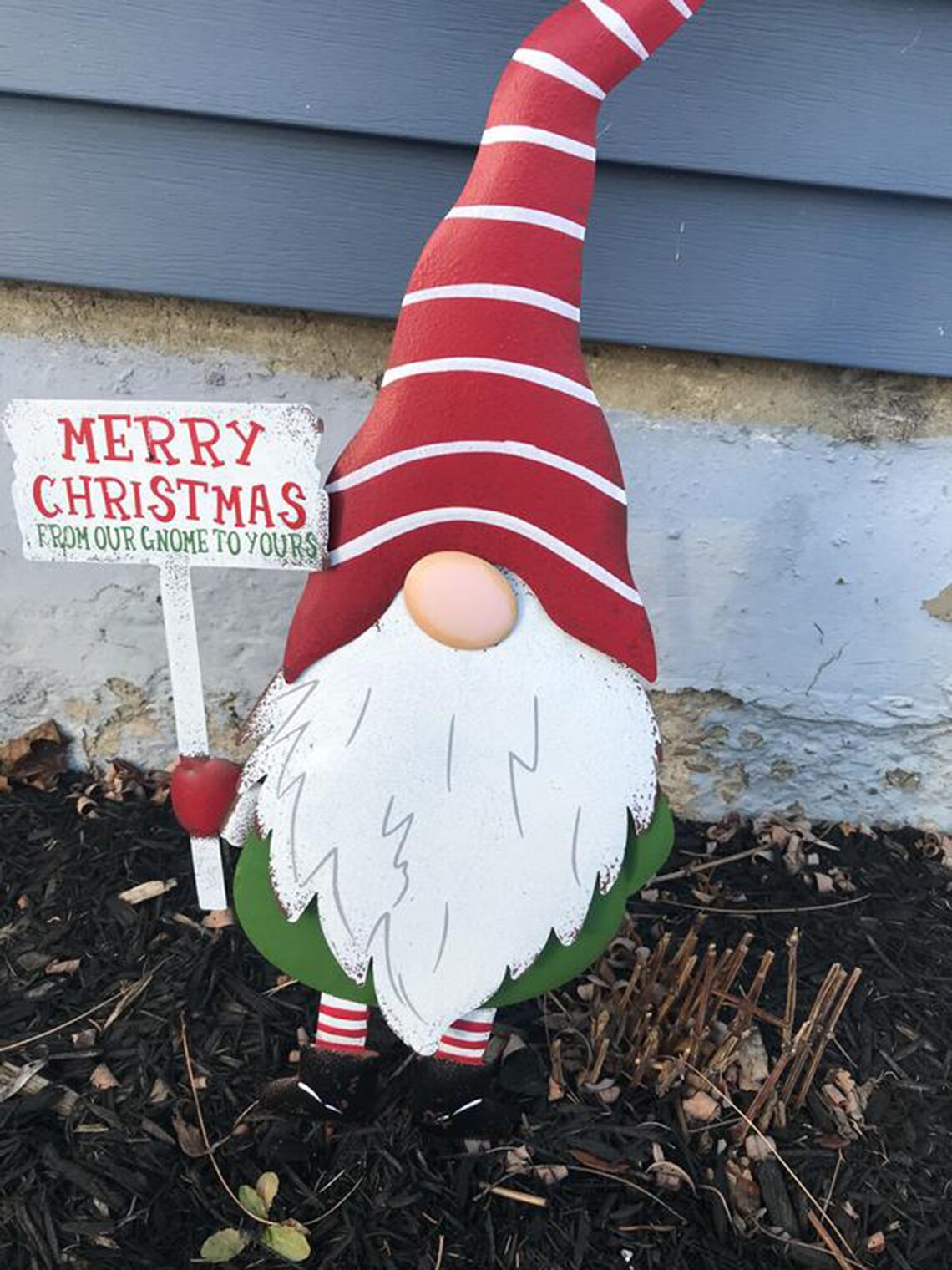 Christmas Metal Gnome Garden Stakes Christmas Outdoor Etsy