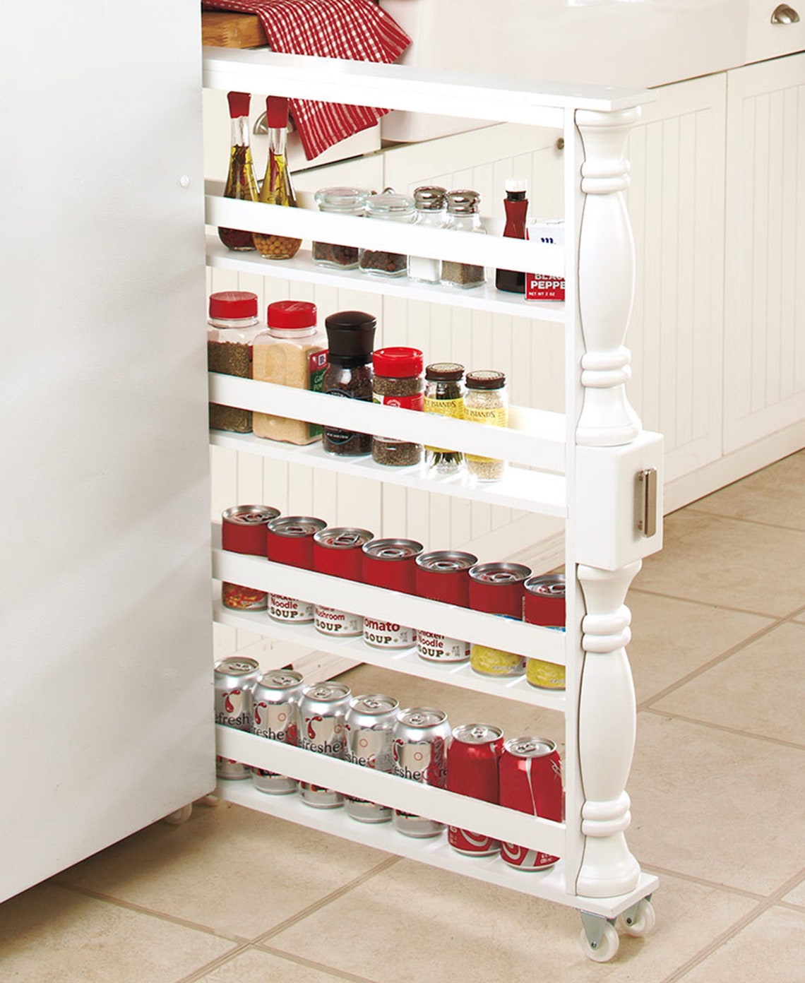 Slim Rolling Can and Spice Racks With Wheels Narrow Spaces Etsy