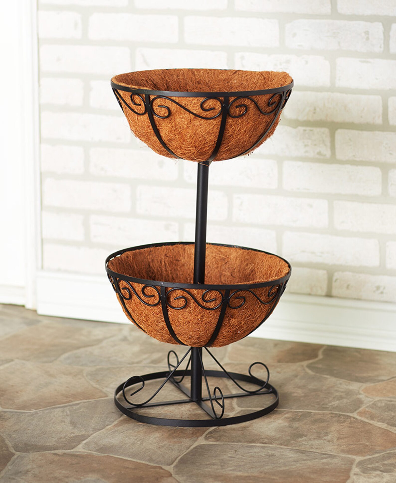 Tiered Planters with Coco Liners Metal Pot Outdoor Planter Etsy