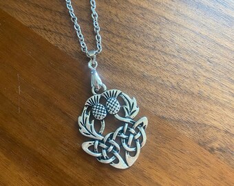 Scottish Double Thistle Pendant Necklace