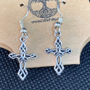 Irish Celtic Viking Cross Dangle Earrings