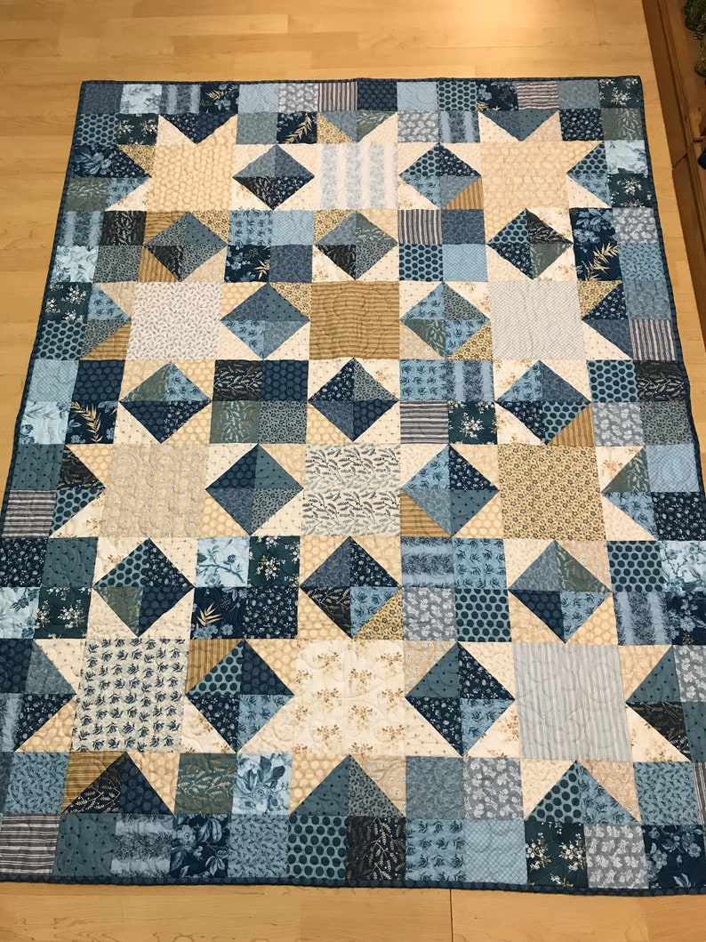 Something Blue Throw Quilt by 118 Fabrics and More Etsy