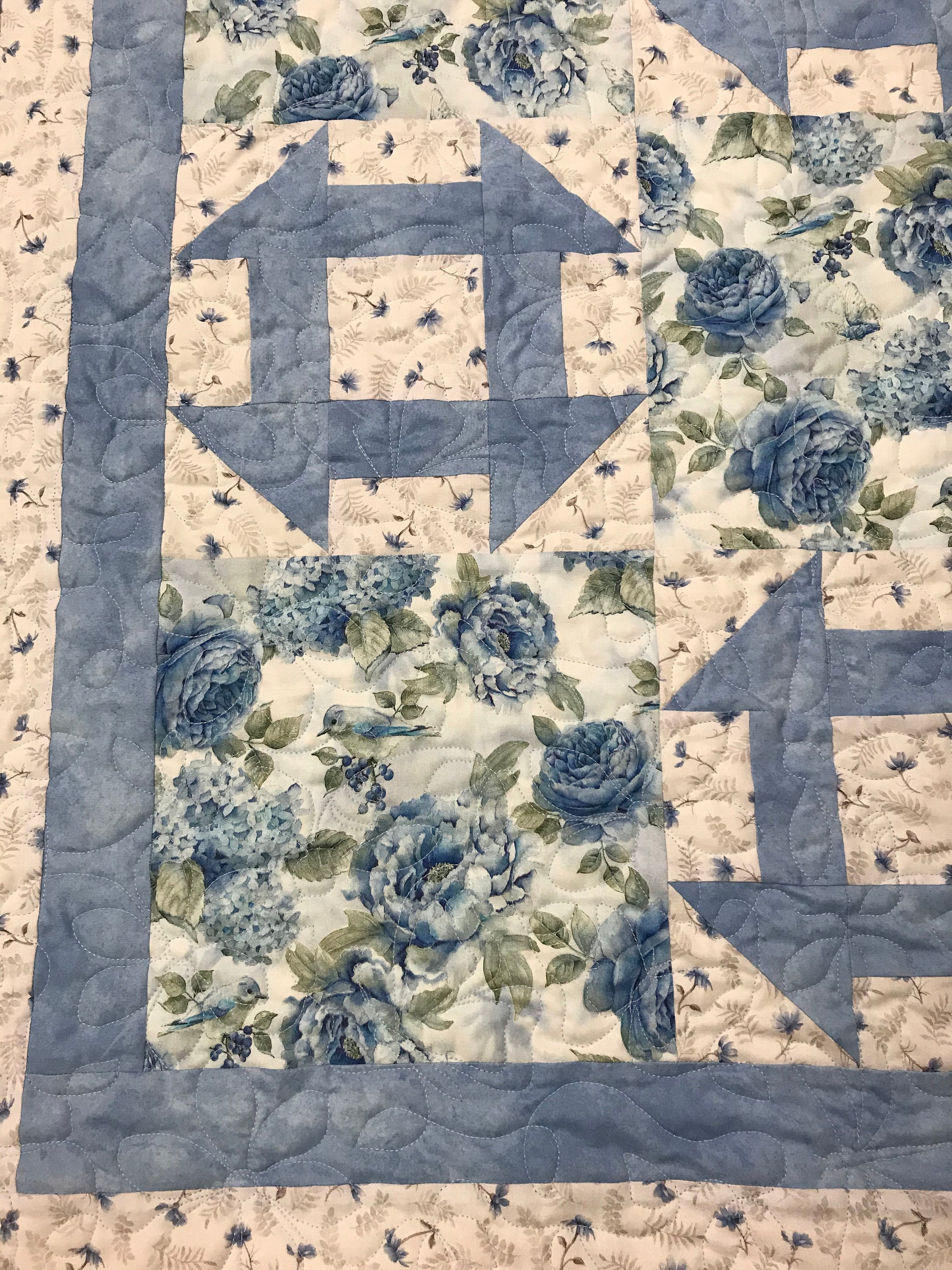 Blue Floral Quilt by 118 Fabrics & More Etsy