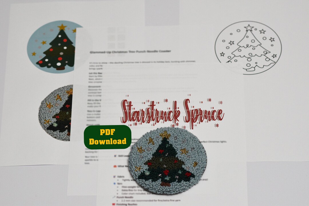Christmas Tree Punch Needle Coaster Pattern PDF Digital Download ...