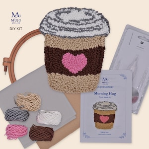 Punch Needle Kit Beginner, Coffee Cup Coaster, Starter Craft Kit for Adults