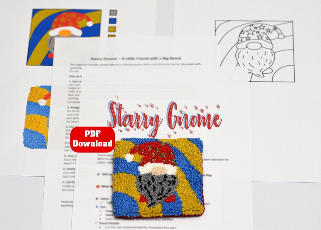 Christmas Gnome Punch Needle Coaster Pattern PDF Digital Download ...