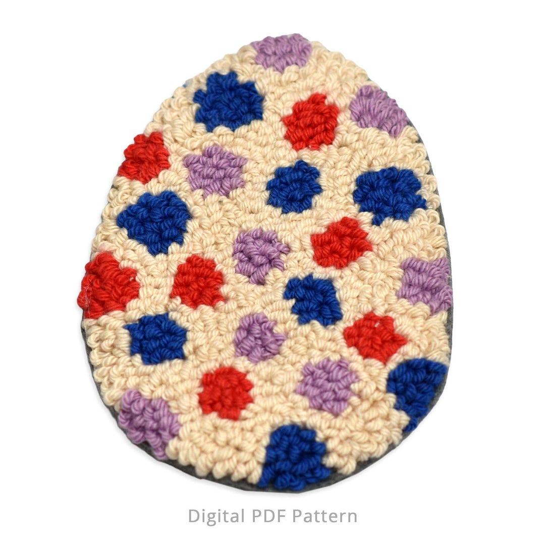 Easter Egg Punch Needle Coaster Pattern PDF | Polka Dot Egg | Beginner ...