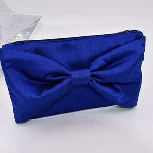 Satin zipper pouch with bow