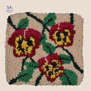 Viola Flower Punch Needle Pattern: Layered Coaster Design (PDF Download)