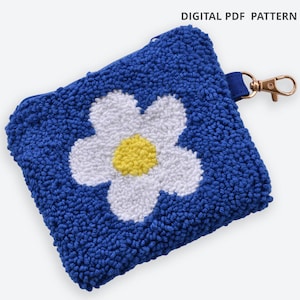 Punch Needle Coin Purse Pattern PDF | Daisy Flower Zipper Pouch Sewing Tutorial | Digital Download