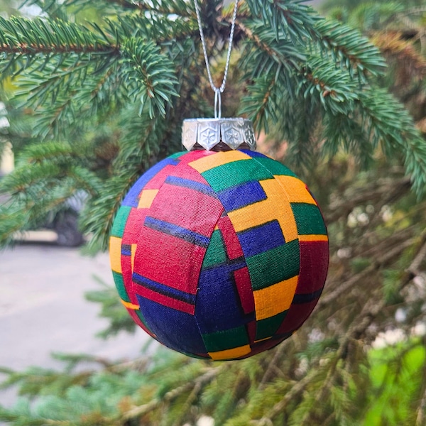 African Fabric Ornaments, Ghana Christmas Ornaments, Kente Print Ornaments, Christmas Ornament, Black History, Handmade - Cute Ornaments