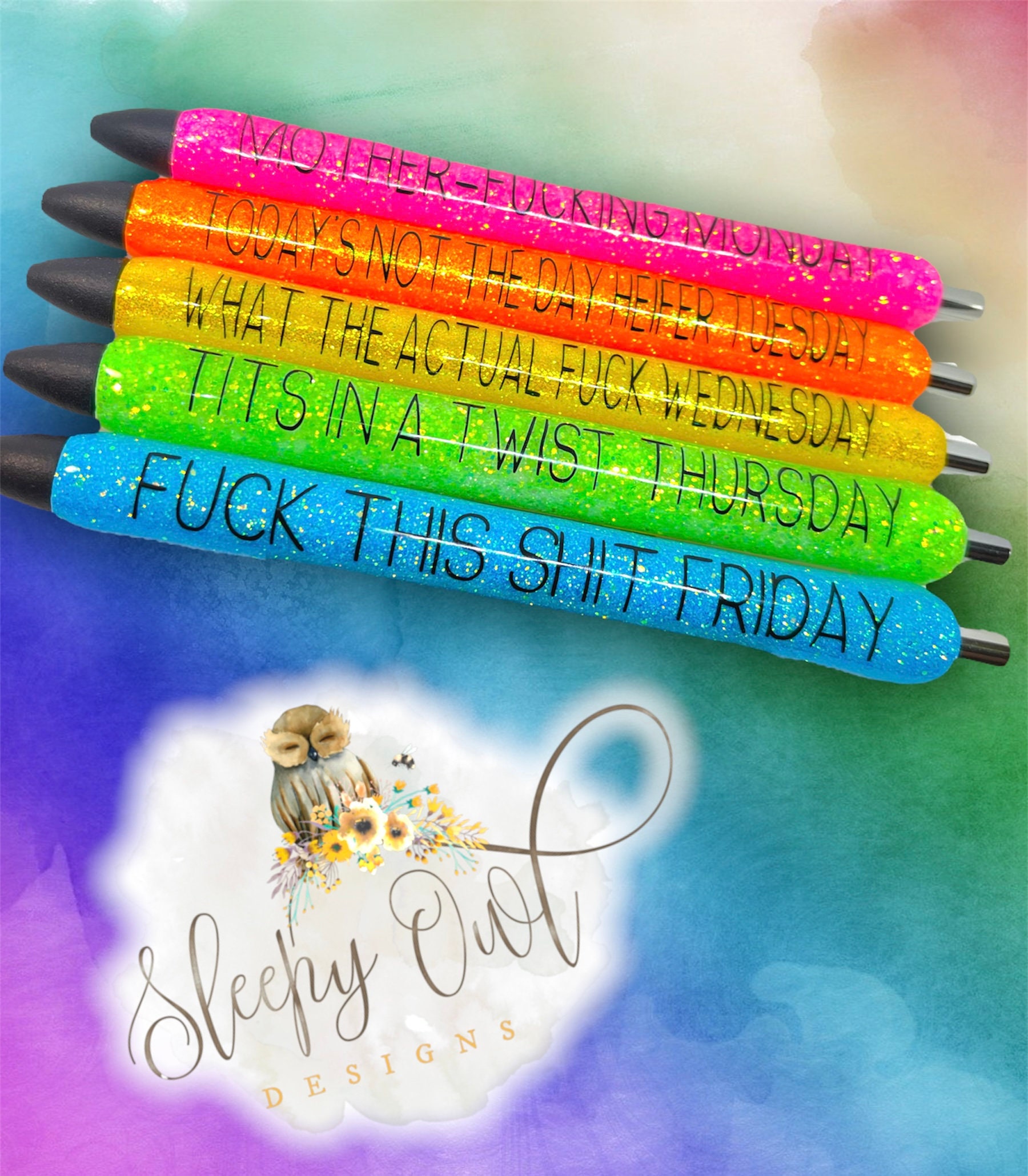 Day Of the Week Glitter Pens - Personalized Pens – Vinyl Chaos