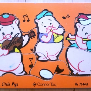 The Three Little Pigs - vintage wooden puzzle