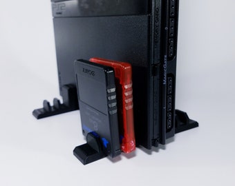 PS2 Slim Vertical Stand with Memory Card Holder – 3D Printed