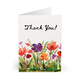 Biglietti di auguri floreali di ringraziamento - Confezione da 5, biglietti fatti a mano, biglietti di ringraziamento, design floreale, biglietti primaverili, biglietti di compleanno, regali di ringraziamento