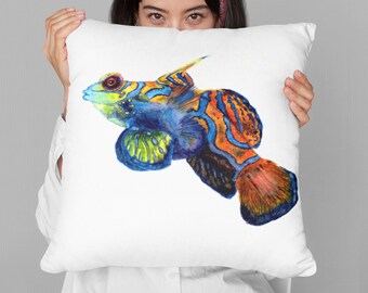 Fish Throw Pillow - 14 by 14 inches or 18 by 18 inches - 100% Polyester