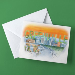 Greenville gevouwen notitiekaarten, pak van 10, inclusief enveloppen