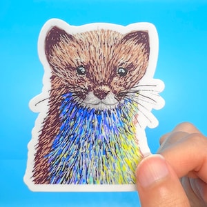 Cute Stoat Sticker | 2.46 by 3 inches | Durable Waterproof Vinyl