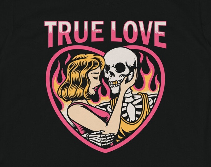 True Love Women's Fitted Next Level T-Shirt | Black Graphic Tee | Ladies Alternative Streetwear