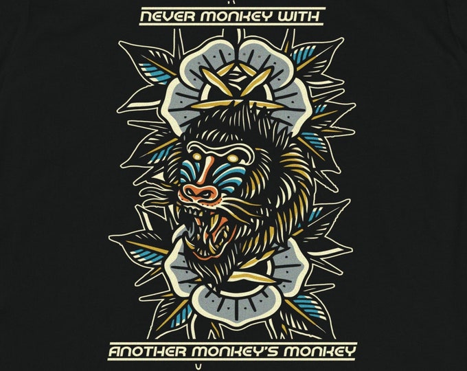 Never Monkey With Another Monkey's Monkey Women's Fitted Next Level T-Shirt | Black Graphic Tee | Ladies Alternative Streetwear