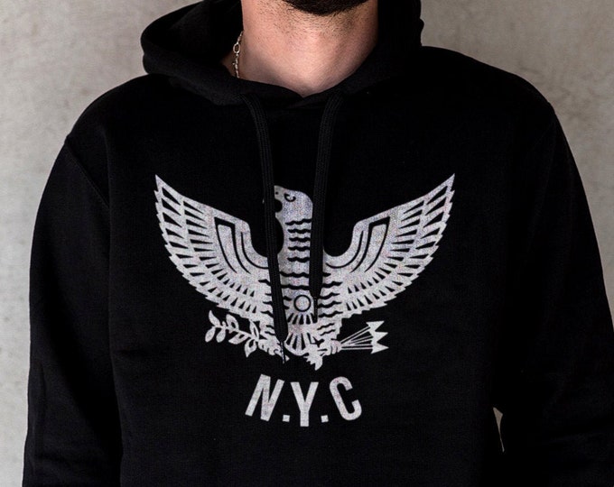 New York City Eagle Men's/Unisex Black Hoodie