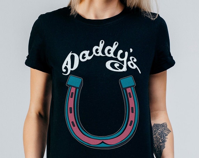 Daddy's Horseshoe Women's Black Graphic T Shirt | Ladies Fashion Fit Tattoo Tee