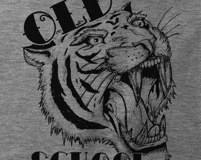 Old School Tiger Men's/Unisex Gray Graphic T Shirt