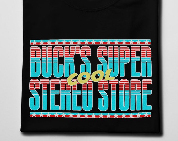 Buck's Super Cool Stereo Store Men's/Unisex Black Graphic T Shirt | Super Soft Men's Tee