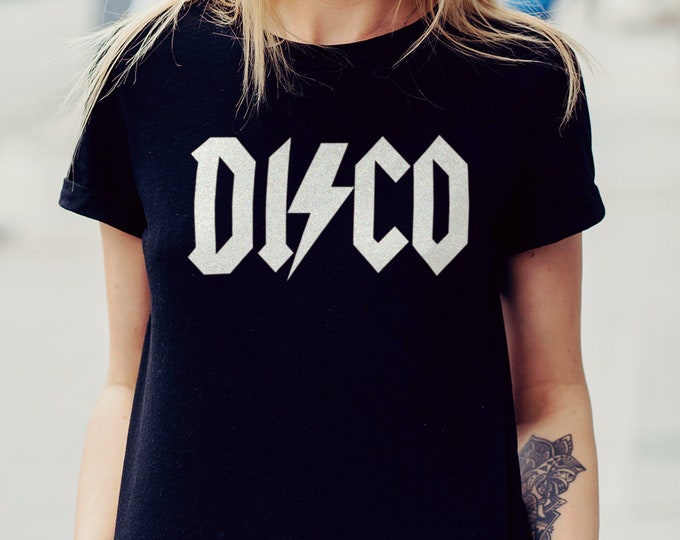 Women's Black DISCO Graphic T Shirt | Ladies Fashion Fit Tee
